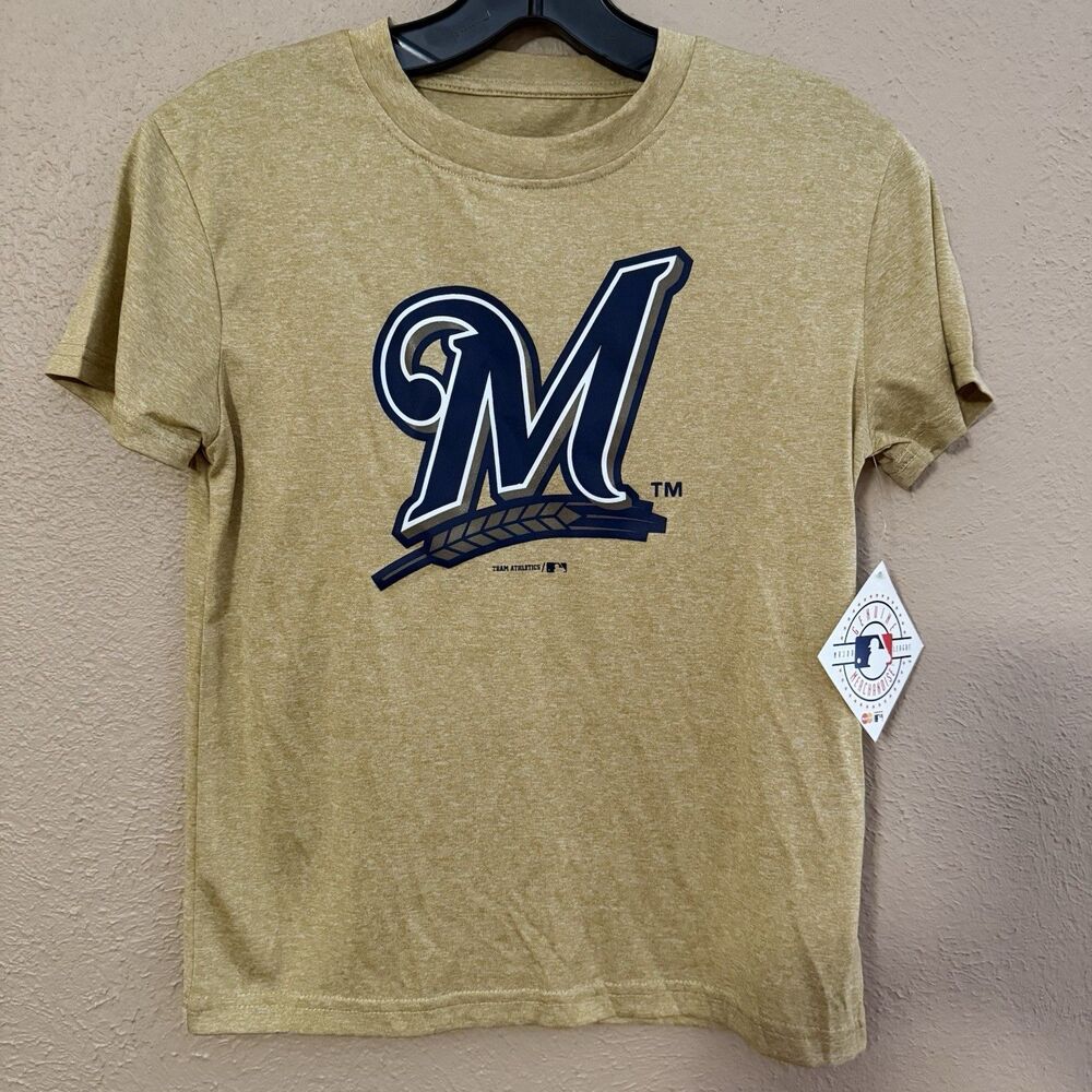 Milwaukee Brewers T Shirt Small (6/7) MLB NWT Genuine Merchandise Gold